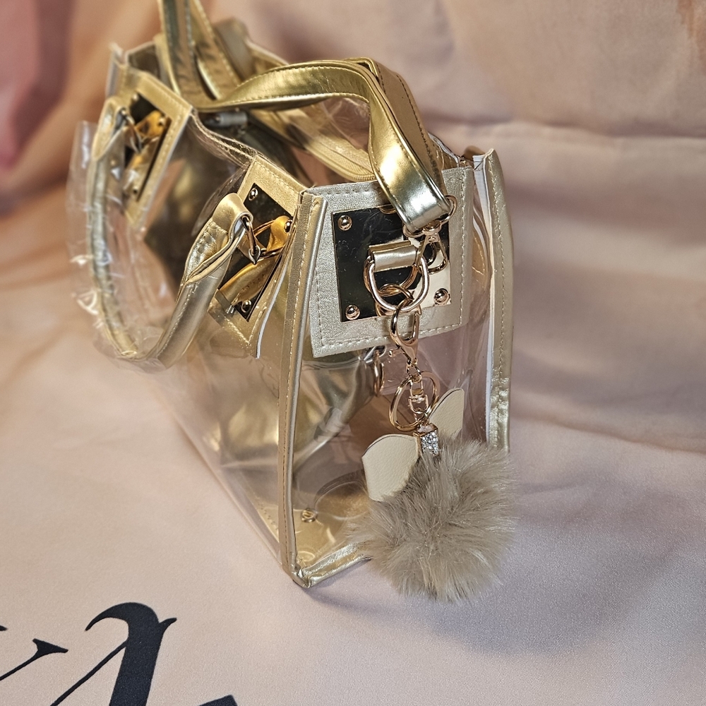 Concert Stadium Handbag With Gold Trim 🤩 Transparent Crossbody - Picture 4 of 7